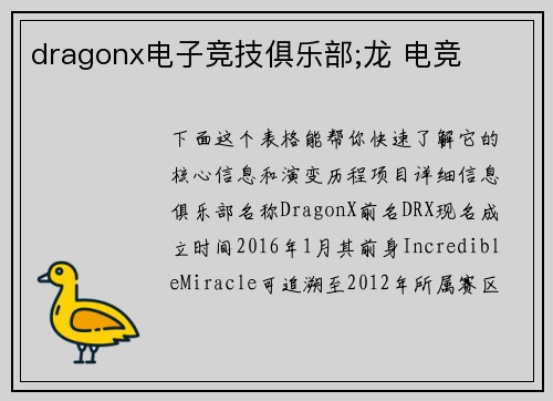 dragonx电子竞技俱乐部;龙 电竞